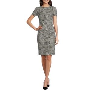 NWT Calvin Klein Short-Sleeve Crew Neck Tweed Sheath Dress